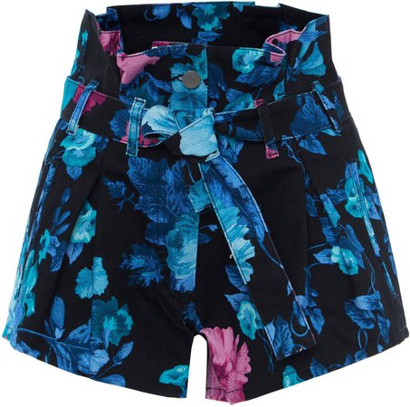 Attico Floral-Print Belted Cotton Shorts Size: 38