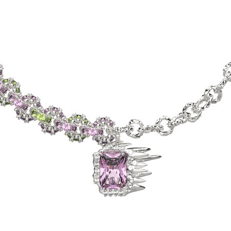 Ripple / Pave gemstone chain stitching necklace – YVMIN