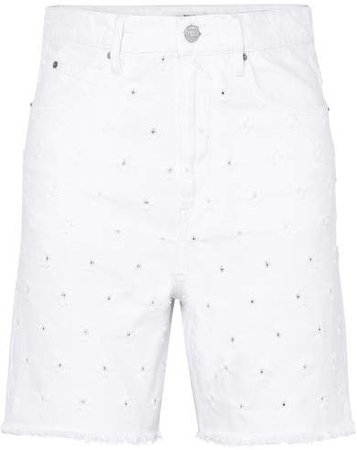 Liny Distressed Denim Shorts - White