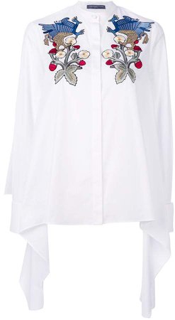 floral and gryphon embroidered blouse