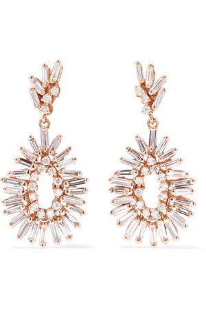 Suzanne Kalan | 18-karat rose gold diamond earrings | NET-A-PORTER.COM