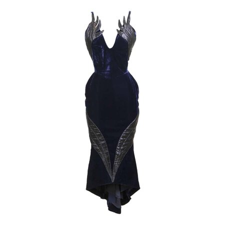 Thierry Mugler Velvet and Lamé Cocktail Dress For Sale at 1stdibs