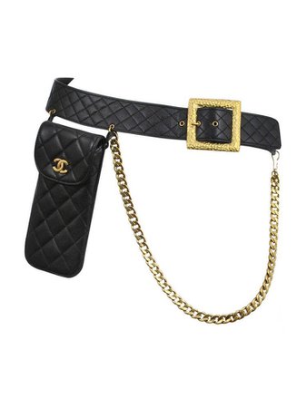 Chanel Leather Quilted Holster Belt with Chain