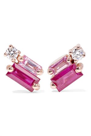 Suzanne Kalan | 18-karat rose gold, diamond and sapphire earrings | NET-A-PORTER.COM