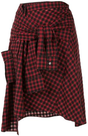 PortsPURE checked tied sleeves skirt