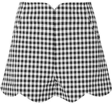 Peche Scalloped Gingham Cotton-blend Seersucker Shorts - Black
