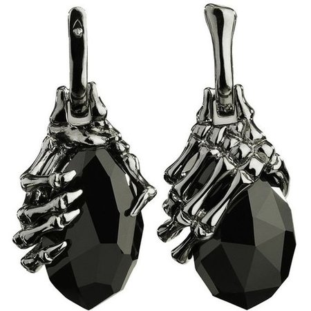 Rhodium-plated Sterling Silver Skeleton Claw Earrings