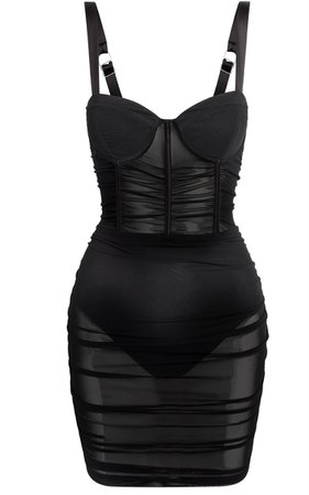 black mesh corset dress