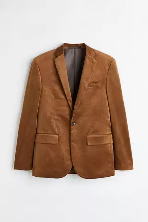 Slim Fit Velvet Jacket - Light brown - Men | H&M US