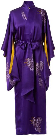Castlebird Rose Maxi Silk Kimono Royal Purple