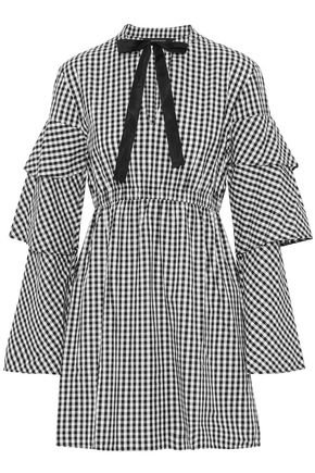 Ginger pussy-bow gingham cotton-poplin mini dress | W118 by WALTER BAKER | Sale up to 70% off | THE OUTNET