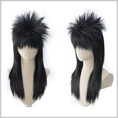 magic acgn Black Straight 70s 80s Wig Halloween Costumes Party Wig 80s