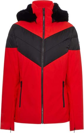 Fusalp Faux Fur-Trimmed Striped Shell Ski Jacket Size: 34