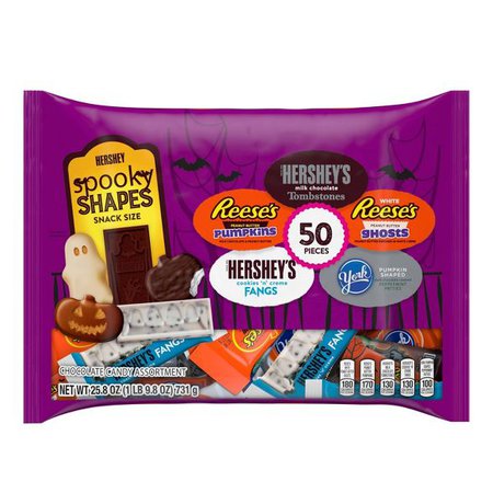 Reese's, Hershey's Cookies 'N Creme, & York Peppermint Patties Halloween Spooky Shapes Snack Size Variety Bag - 25.8oz/50ct : Target