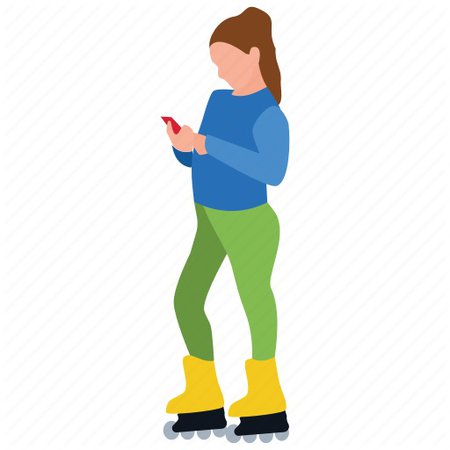 girl texting while roller skating