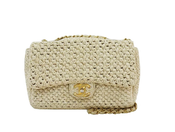 Chanel 2018 Woven Cream Flap Bag