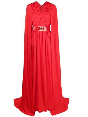 Elie Saab Belted cape-effect Silk Gown - Farfetch