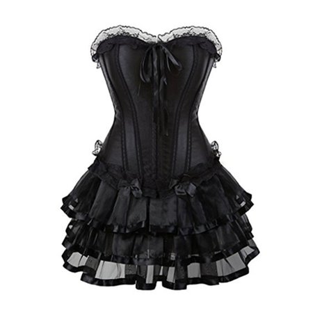 Women Black Gothic Halloween Lace up Corset Skirt Moulin Rouge Showgirl Clubwear Dress Corset Dresses | Wish