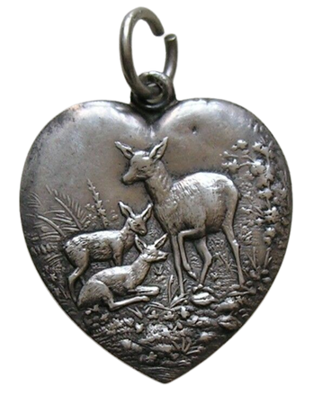 silver fawn heart charm