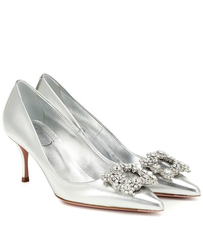 Flower Strass leather pumps