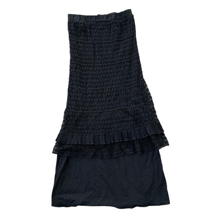 Vintage Bebe Maxi Crochet Skirt Black crochet... - Depop
