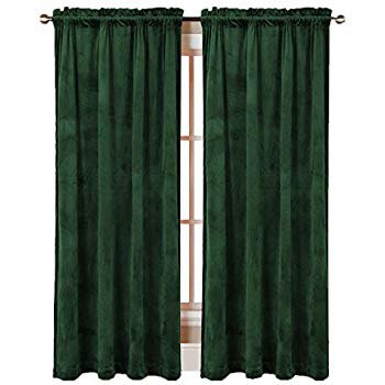 Amazon.com: Super Soft Signature Velvet Curtains Set of 2 Dark-green Classic Blackout Panels Home Theater Grommet Drapes Eyelet 52Wx84L-inch Dark Green(2 panels) with Matching Tiebacks: Gateway