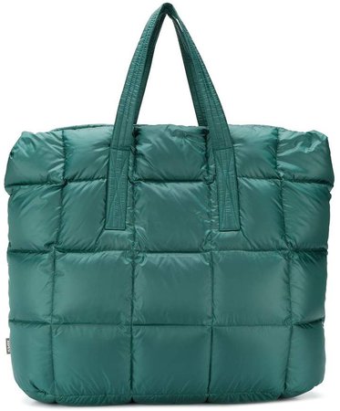 quilted feather down tote bag