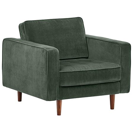 Amazon.com: Rivet Aiden Tufted Mid-Century Modern Leather Accent Chair, 35.4"W, Cognac: Kitchen & Dining