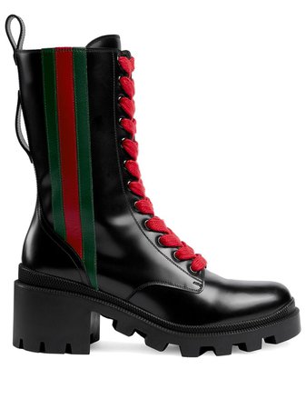 Black Gucci Web Striped Boots | Farfetch.com
