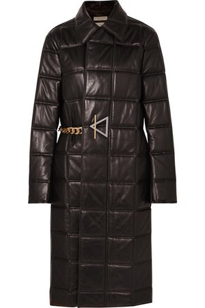 Bottega Veneta | Chain-embellished quilted leather coat | NET-A-PORTER.COM