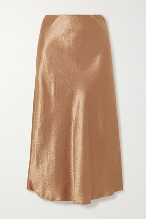 Leisure Washed-satin Midi Skirt - Gold