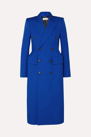 Hourglass Double-breasted Wool-blend Coat - Blue