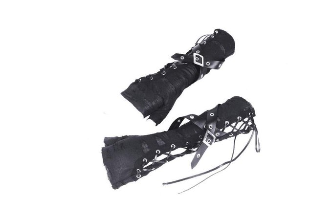 Dark In Love Distressed Lace-Up Gloves | Kate's Clothing