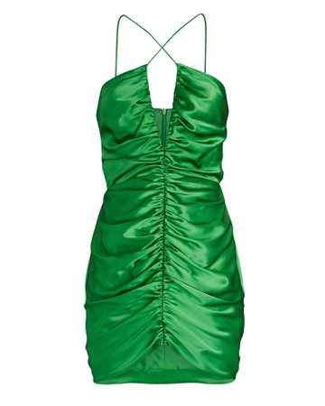 The Sei Keyhole Ruched Silk Satin Mini Dress | INTERMIX®