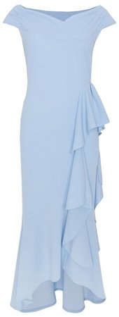 *Izabel London Blue Bardot Frill Maxi Dress