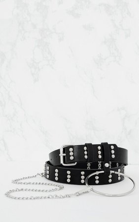 Black Ring And Chain Detail Waist Belt | PrettyLittleThing