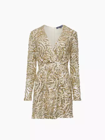 Deniz Embellished Mini Dress Cement/ Gold | French Connection US