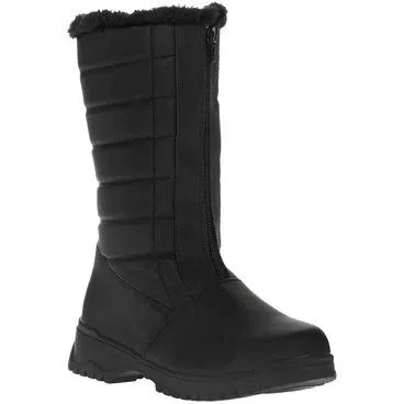 Tundra Boots Women's Christy Faux Fur Waterproof Winter Boots, Black, 5