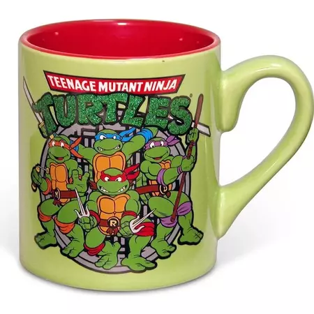 Teenage Mutant Ninja Turtles Glitter Mug Green TMNT 18 oz Coffee Cup - Walmart.com