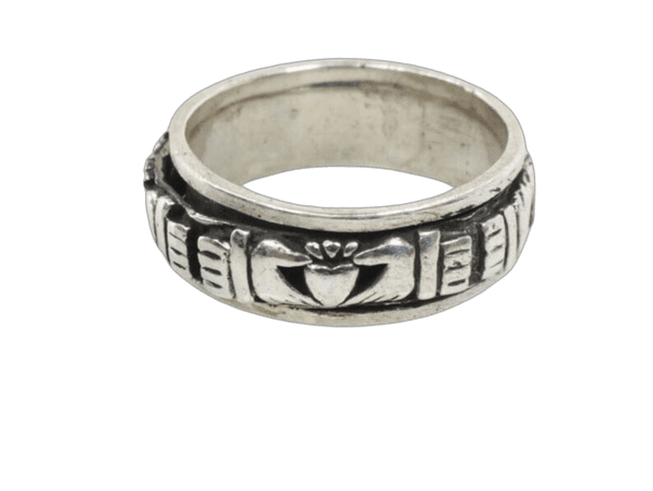 Vintage Claddagh Band Claddagh Spinner Ring Sterling Silver Claddagh Wedding Band Irish Right Hand Ring Size 11.25 Men's Claddagh Ring