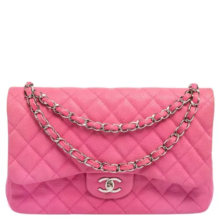 CHANEL Pre-Owned Caviar Quilted Jumbo Classic Pink Double Flap