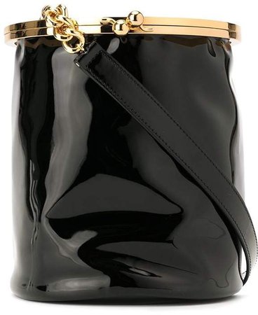 faux patent leather bucket bag
