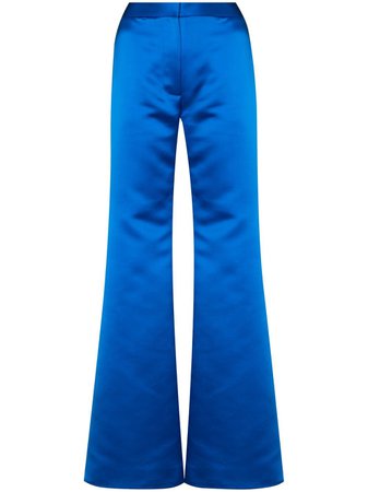 Shop blue Halpern satin flared trousers with Express Delivery - Farfetch