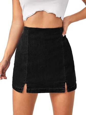 Floerns Women's Casual Split Hem High Waist Denim Skorts Skirt Shorts at Amazon Women’s Clothing store