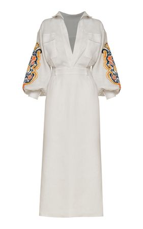 El Dorado Embroidered Linen Midi Dress By Andres Otalora | Moda Operandi