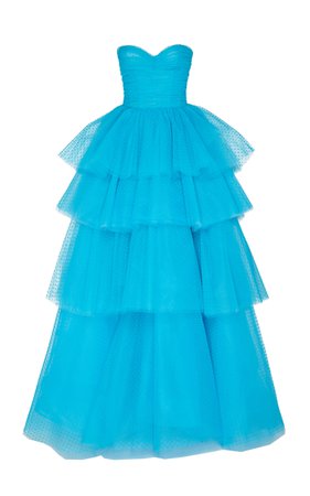 Strapless Tiered Tulle Ball Gown by Monique Lhuillier | Moda Operandi