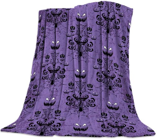 Amazon.com: Funy Decor Halloween Super Soft Throw Blankets Warm Cozy Flannel Bed Haunted Mansion Grinning Ghosts Design Blanket Decorative for Home Sofa Couch Chair Living Bedroom,40x50 Purple Black: Home & Kitchen