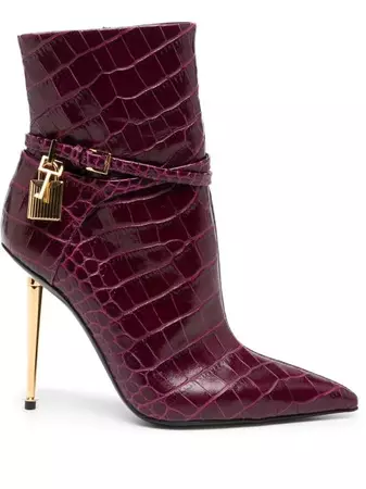 TOM FORD Padlock crocodile-embossed Ankle Boots - Farfetch