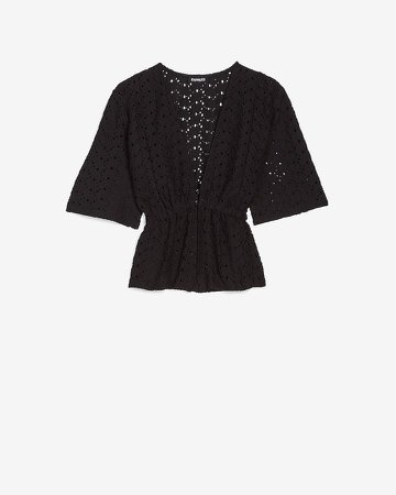 Lace Button Front Peplum Top