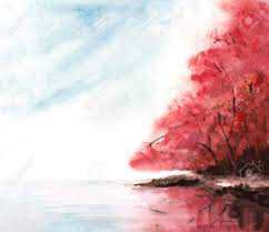 watercolor red trees - Google Search